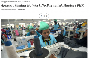 “무노동 무임금제 인도네시아에는 없다”