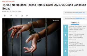 성탄절에 기독교 천주교 수감자 14,057명 사면, 95명 석방