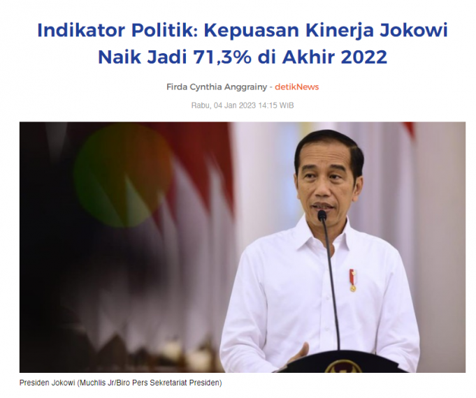 조코위 대통령 업무 성과, 국민의 71%가 ‘만족’