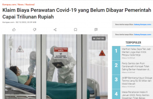 “지불하지 않은 Covid-19 치료비 수조 루피아”