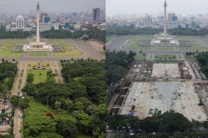 모나스 광장 재조림에 300그루 심을 예정… 1천억 루피아 필요