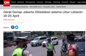 자카르타 홀짝제 4.26일부터 다시 시행