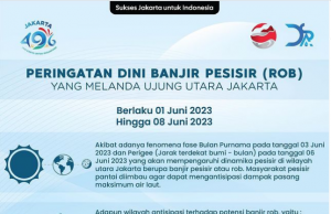 자카르타 주정부, 6월 6일~8일 저지대 해수 범람 경보