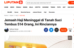 성지순례 46일째 인니 순례자 514명 사망