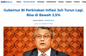 BI, 7월 인플레이션 3.5% 이하 전망
