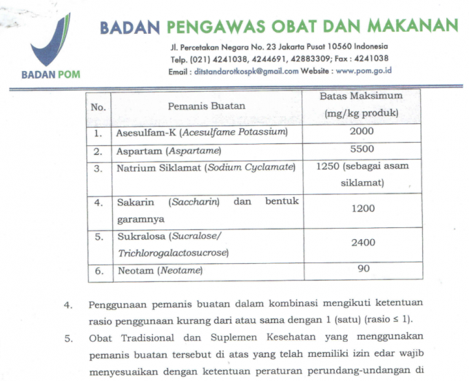 인공 감미료 아스파탐 발암 가능성에 인도네시아 식약청은