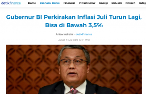 BI, 7월 인플레이션 3.5% 이하 전망