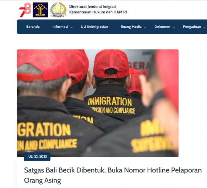 외국인 단속을 위한 Bali Becik 태스크 포스 가동