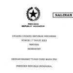 신보건법 UU Nomor 17 Tahun 2023 Tentang Kesehatan