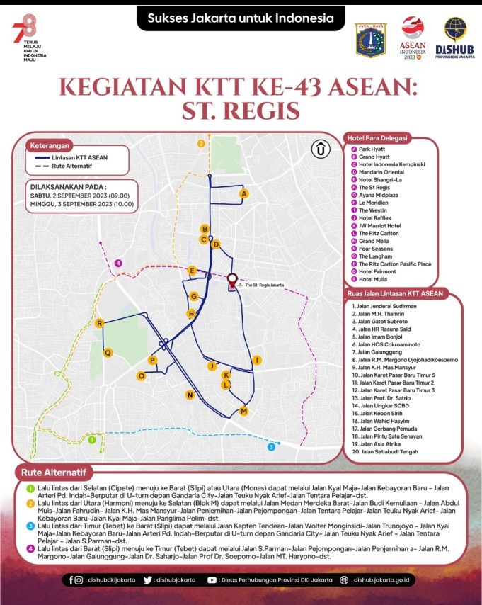 제43차 ASEAN 정상회담 기간 자카르타 29개도로 통행 제한