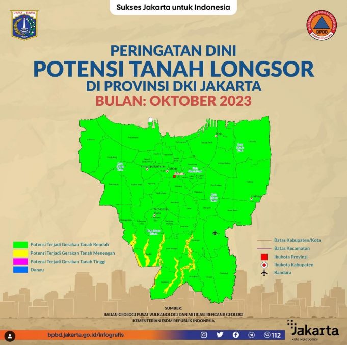 남부 동부 자카르타 지역 땅꺼짐 위험 지역