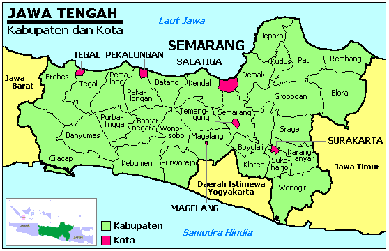 중부자와 Jawa Tengah 지도