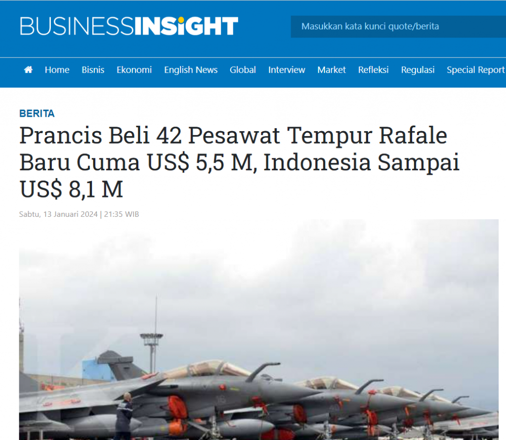 인도네시아, 프랑스산 라팔전투기 구입 기사
