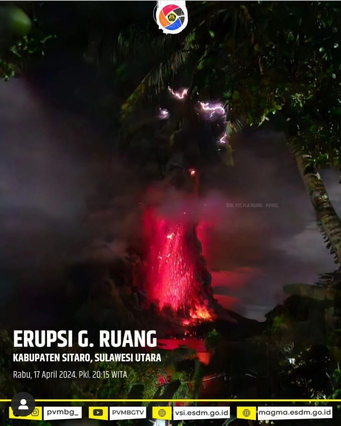 술라웨시 루앙화산 분화…’최고수준’ 경보에 쓰나미 우려도