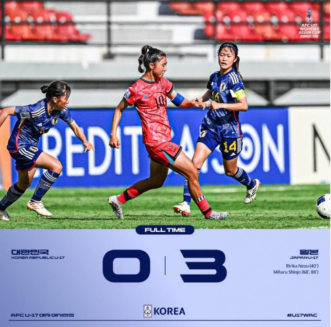 (영상) 여자축구, 17세 이하 아시안컵 준결승서 일본에 0-3 완패