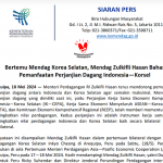 인도네시아 무역부, 한국과 무역 협정관련 보도자료 2024.5.18