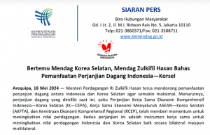 인니무역부, 한국 교역 확대에 양국 무역협정 활용