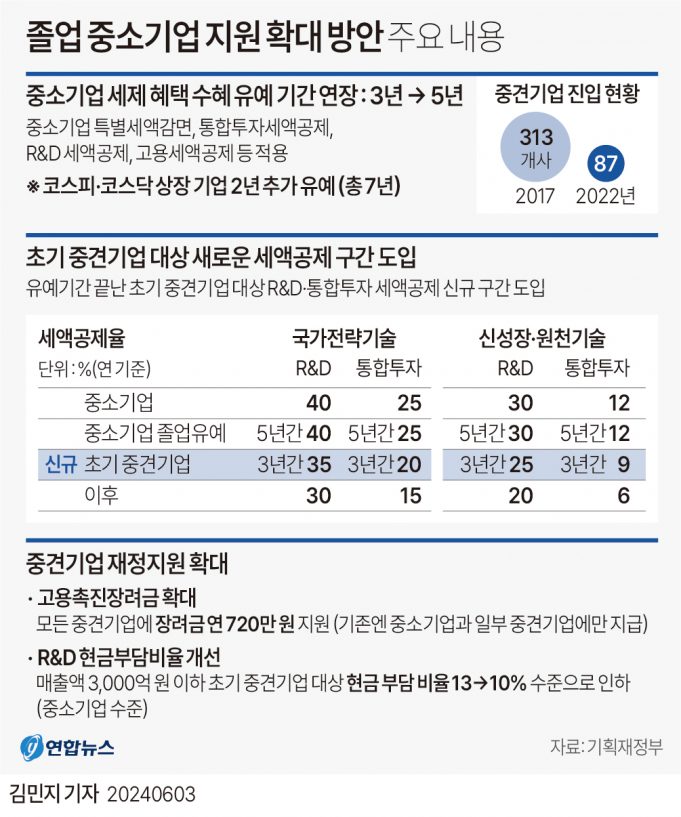 졸업 중소기업 지원 확대 방안 주요 내용