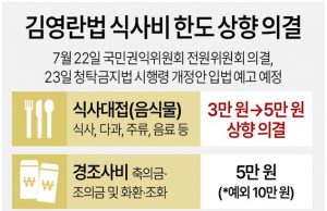 김영란법 식사비 한도 상향 의결