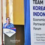 ▲「팀 코리아-인도네시아 경제협력파트너십 포럼」에서 무역부 제리 차관(Wakil Menteri Perdagangan Jerry Sambuaga)이 발표하고 있다. 2024.4.18. 사진 무역부 제공