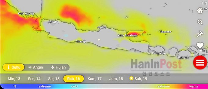 기상청 “10월 16일이후 자와섬 무더위 끝나”