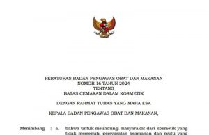 BPOM, 화장품 화학물질 한도 규정 개정
