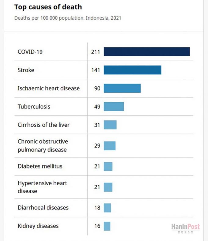 인도네시아 10대 사망원인… “만성질환과 감염병의 이중고”