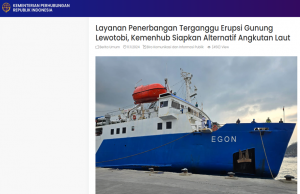 르워토비 화산 폭발 해상 운송 대책 마련