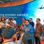 ▲에릭토히르 국영기업부 장관이 인도네시아 InJourney Airports 공항관리사 합병에 설명하고 있다. 2024.0916