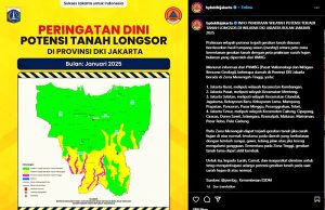 자카르타, 지반붕괴 가능성 21개 지역 주의 당부