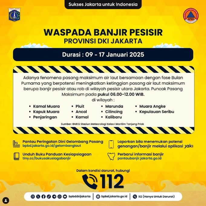 1월 9일부터 17일까지 해안 침수 강풍 경보 발령