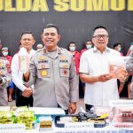 ▲북수마트라 지방경찰청, 국제 마약 조직 소탕 발표. 2025.2.26