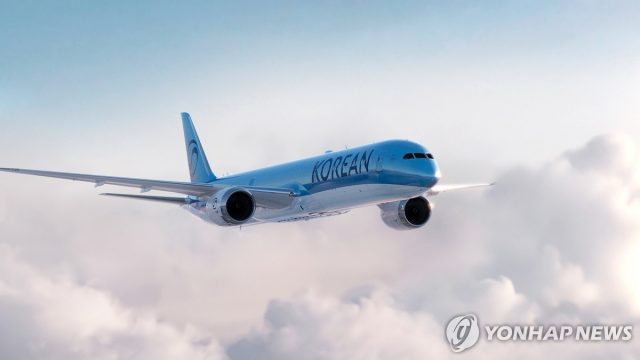 대한항공 신규 CI 적용한 보잉 787-10 항공기