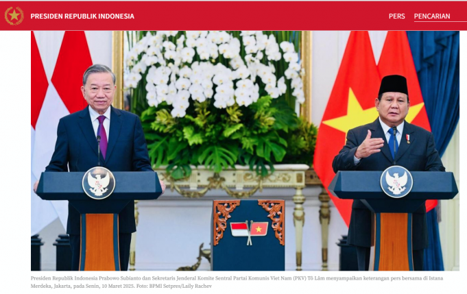 인니·베트남 외교관계 격상…”모든 분야 협력 강화”