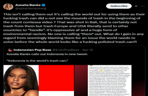 美 래퍼, 인도네시아 ‘세계의 쓰레기장’ 지칭 파문