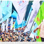 프라보워 대통령은 노동절에 기념식서 ‘노동 복지 강화’ 대책 대거 발표하고 있다. 2025.5.1. 사진 대통령궁