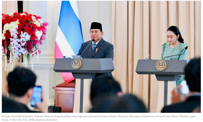 프라보워 대통령과 태국 총리 정상 회담… 투자 협력 방안 모색