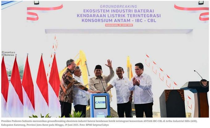 프라보워, 동남아 최대 전기차 배터리 공장 첫 삽… “다운스트림 산업화, 국가 오랜 숙원”