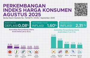 2025년 8월 소비자물가 2.31% 상승…북수마트라주 최고치 기록