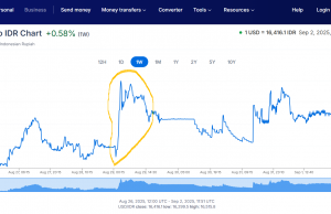 전국 시위·강달러 이중고… 루피아 환율, 16,400선 위태로운 줄타기