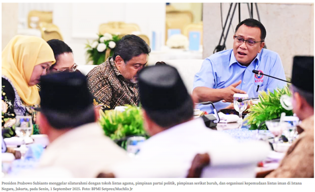 자카르타(Jakarta) 대통령궁에서 프라보워 대통령과 노동계 대표 간담회. 2025.9.1