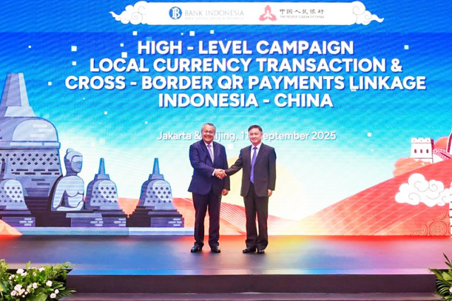 중국 베이징에서 페리 와르지요 인도네시아 중앙은행(BI) 총재와 판궁성 중국인민은행(PBoC) 총재. 2025.9.11
