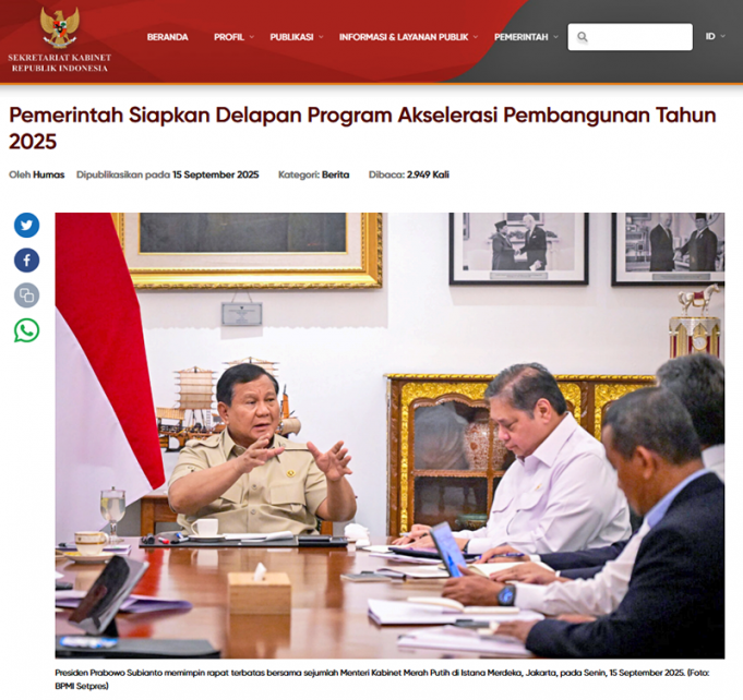 프라보워, 2025-2026 경제정책 패키지 발표… 8대 프로그램과 5대 고용창출 제시