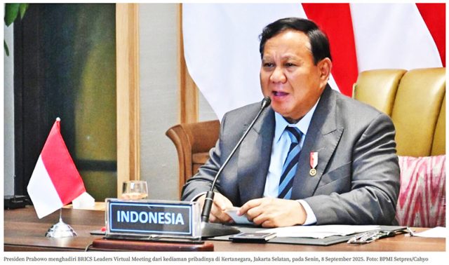 프라보워 대통령, 브릭스 화상회의 2025.9.8