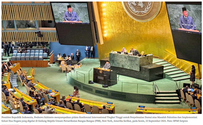 프라보워 유엔 연설 “팔레스타인 독립 시 이스라엘과 즉시 수교”