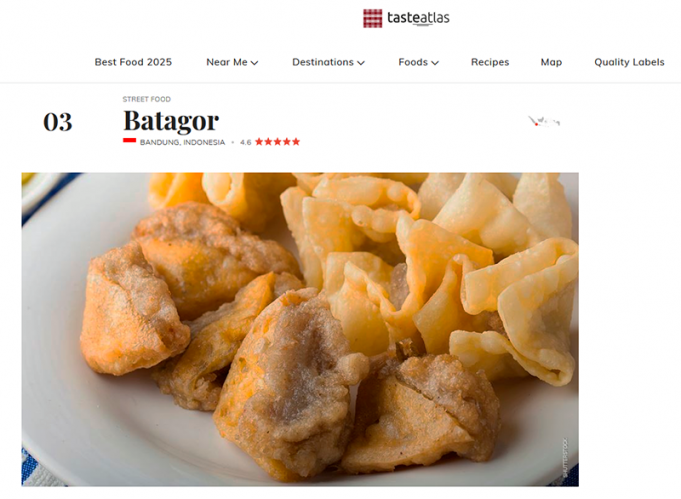 반둥 바타고르, 세계 최고 해산물 요리 3위 등극… 인도네시아의 자랑