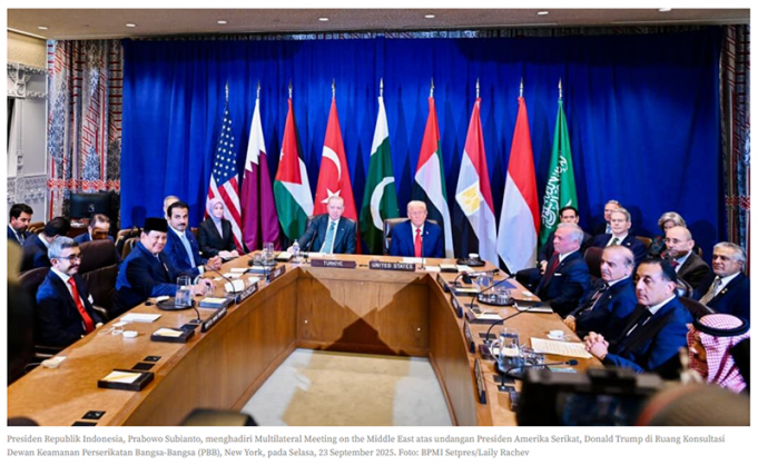 프라보워 대통령, 중동 평화 다자회의 참석