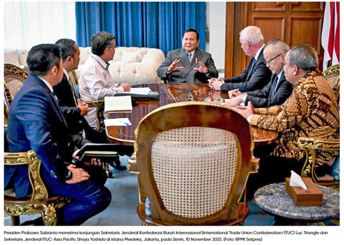 프라보워 대통령 접견한 국제노동조합총연맹 사무총장, 인도네시아 노동 정책에 찬사