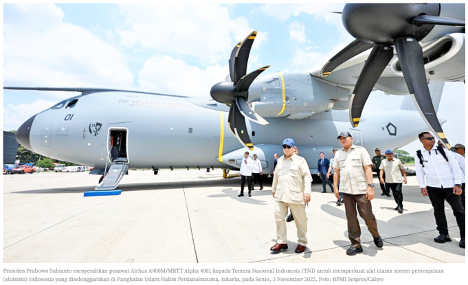 인도네시아, 첫 에어버스 A400M 대형 수송기 공식 인수…군 현대화 본격화