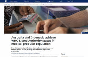 인도네시아 식약청(BPOM), 개도국 최초로 WHO 공인 규제 당국(WLA) 지정